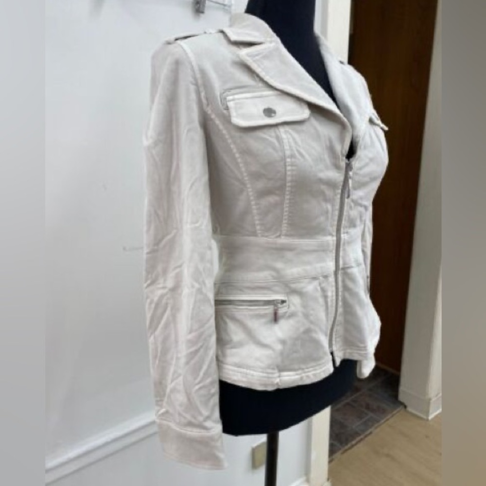 White House Black Market Twill Jacket Light Cream